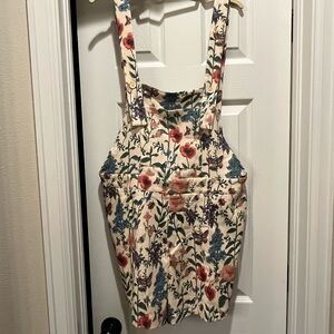 Floral Print Women's Short Overalls